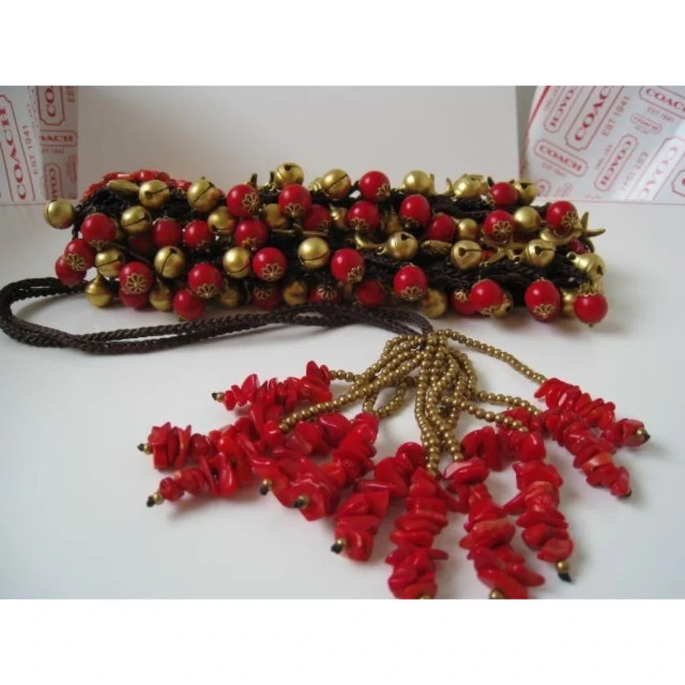 New Lady Red Corals beads‎ Handmade rare unique style Waist Belt